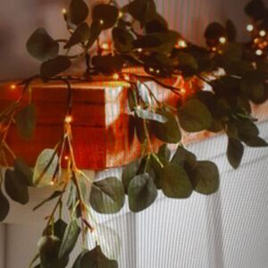 Lighted Eucalyptus Garland By Plow & Hearth New In Box
